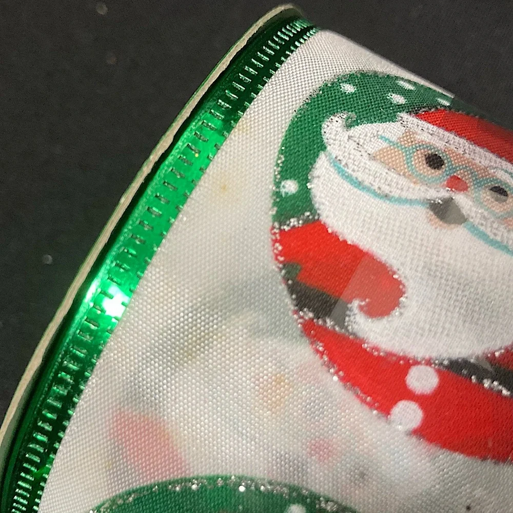 💫 Christmas Santa Clause Wire Edged Craft Ribbon 2.5” x 144”